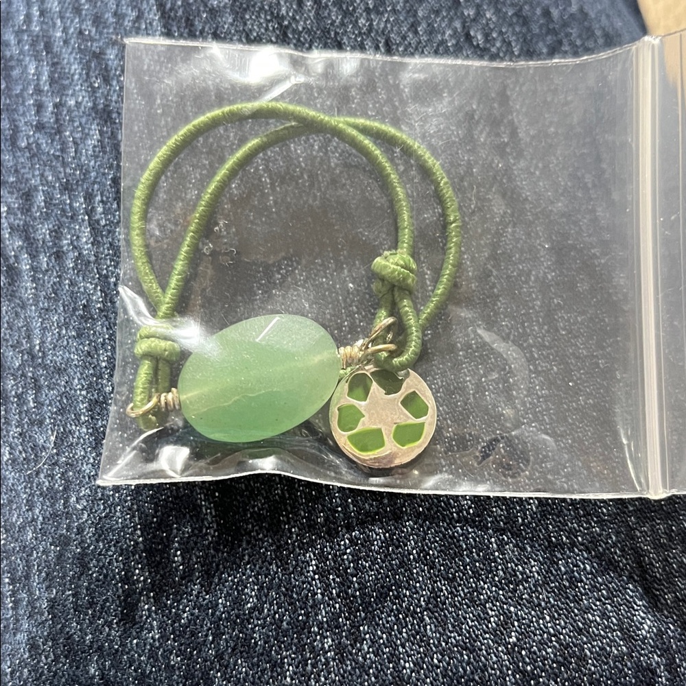 Avon Green Bracelet with Silver Charm
